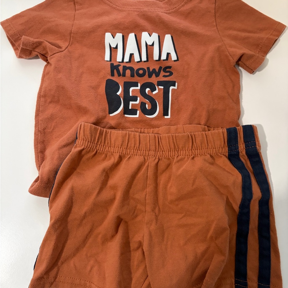 Orange Toddler Outfit with Graphic Tee and Shorts